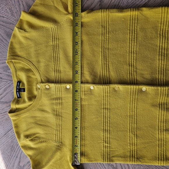 Cable & Gauge Cardigan Womens Small Yellow 3/4 Sleeve Textured Knit Sweater - Picture 4 of 12